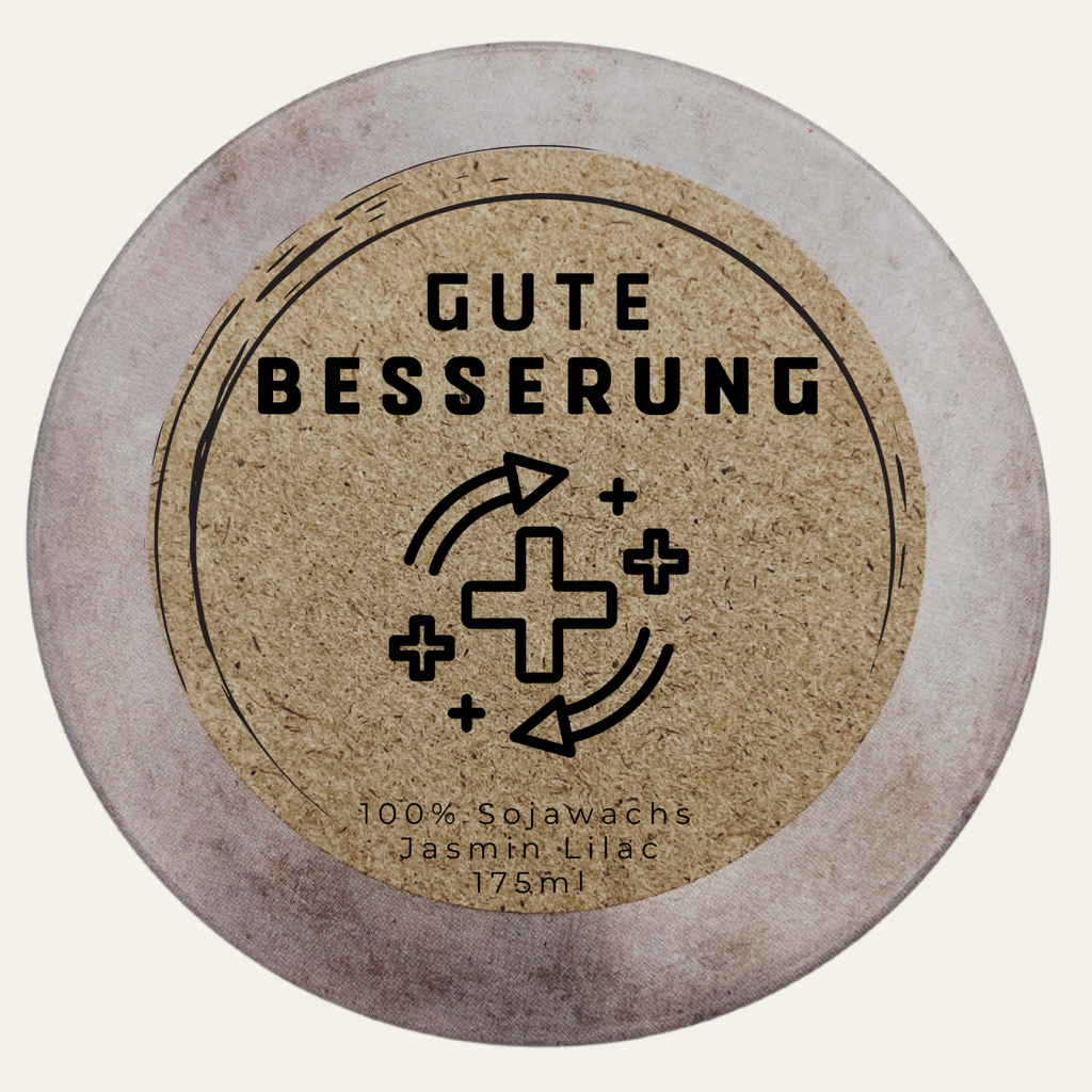 Handgemachte Duftkerze „Gute Besserung“ – Personalisierbares Geschenk für Genesung