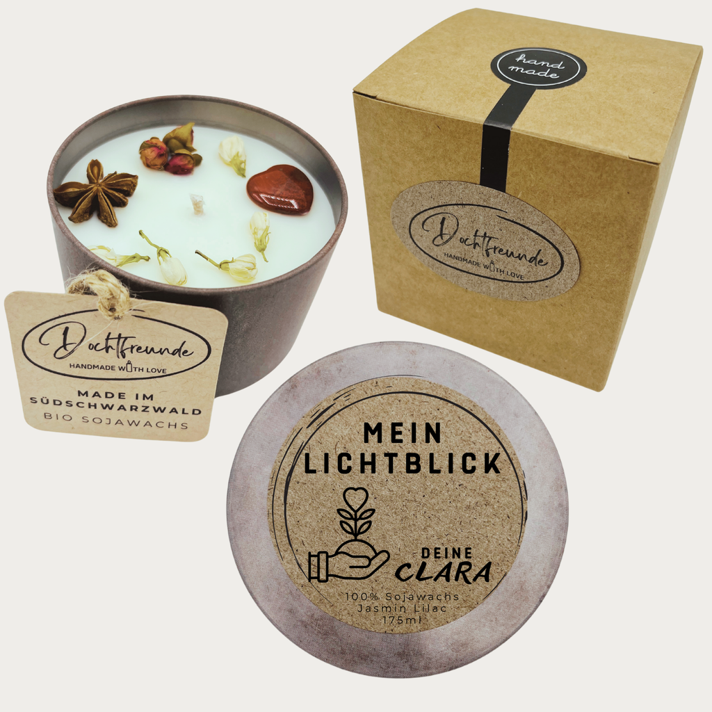 Personalisierte Kerze Beste Freundin | Geschenk mit Name & Symbol | Handmade Sojawachs 175ml | DochtFreunde