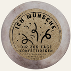 Personalisierbare Duftkerze „Ich wünsche dir 365 Tage Konfettiregen“ Freude, Lebensfroheit als kreative und Lustige Idee zu verschenken.