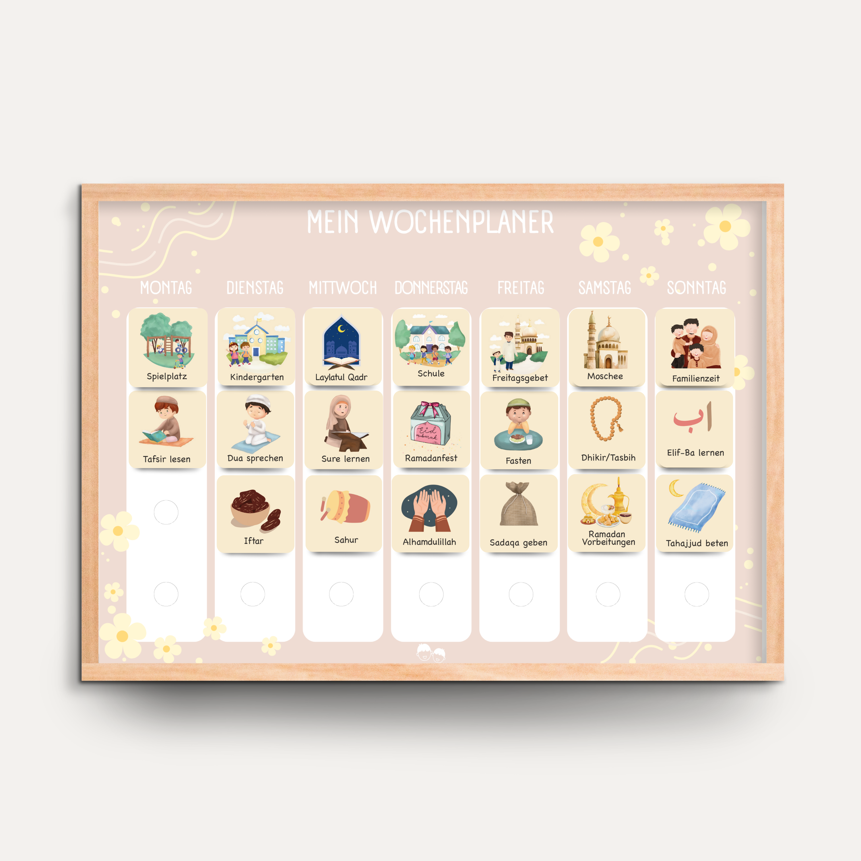 Ramadan Wochen- & Tagesplaner Bundle Kinder mit 280 Klett-Routinekarten | Islamisches Aktivitäts-Set | BLÜTENZEIT