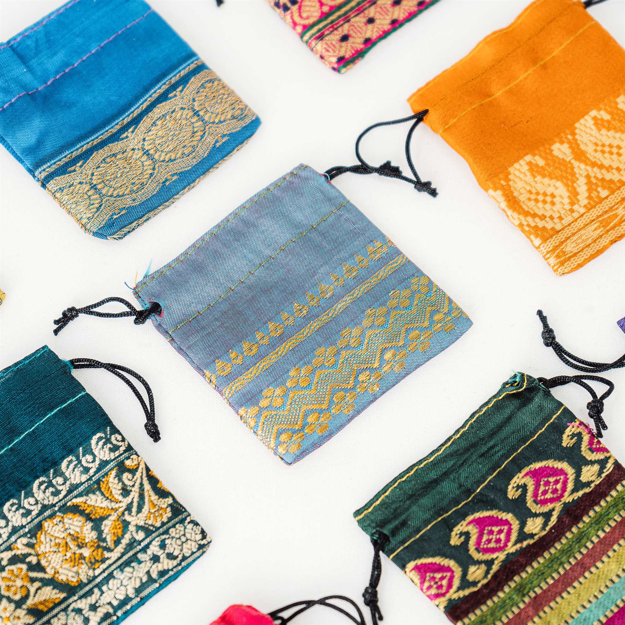 Schmuckbeutel beutel Sari-Stoff - bunte Geschenkverpackung