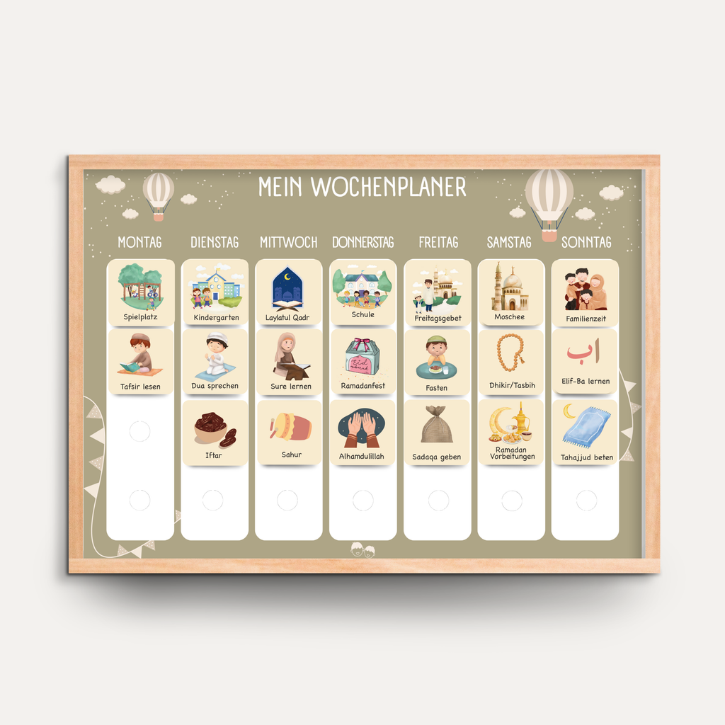 Ramadan Wochen- & Tagesplaner Bundle Kinder mit 280 Klett-Routinekarten | Islamisches Aktivitäts-Set | BALLONTRÄUME