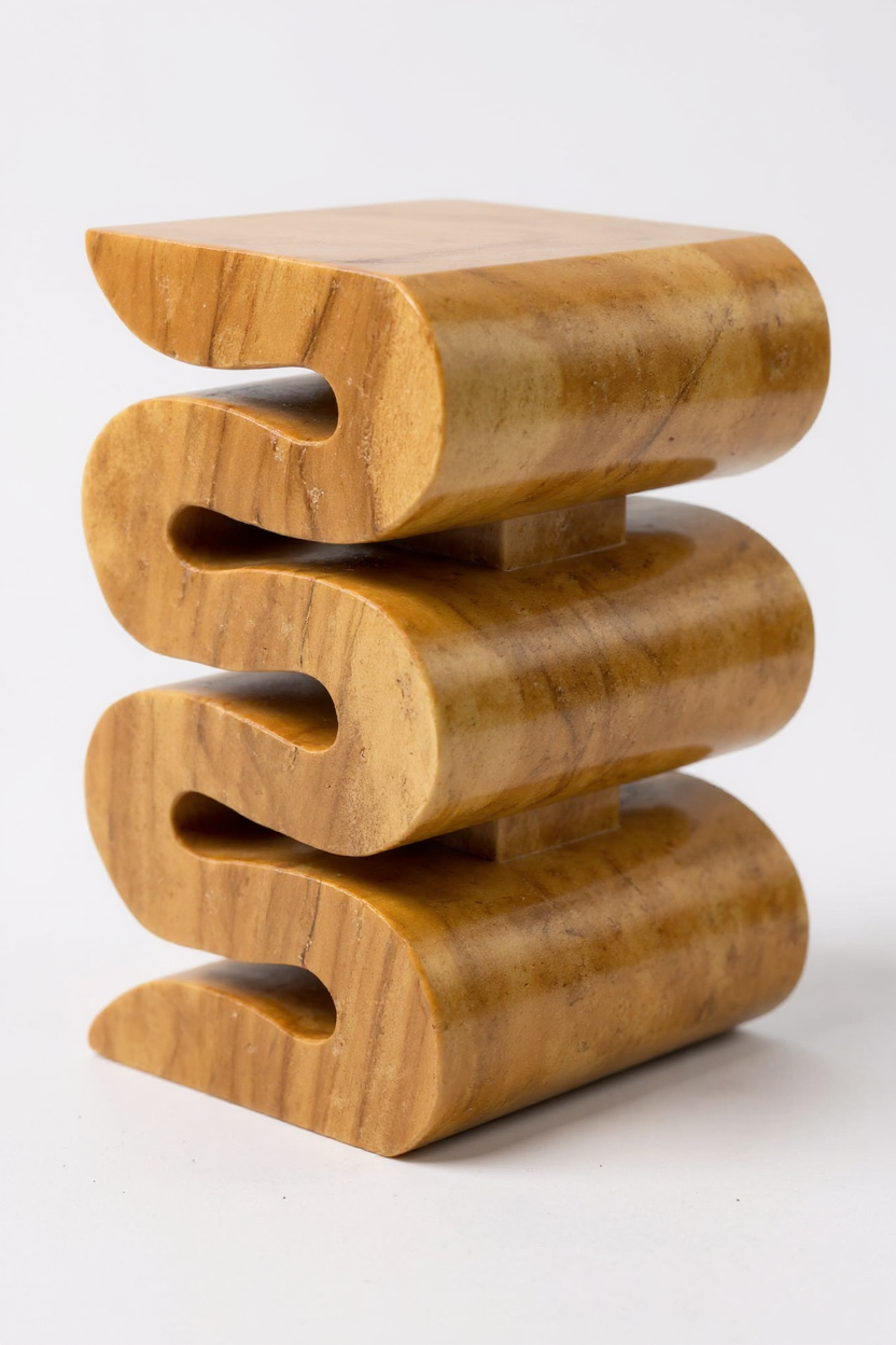 Holzhocker - Beistelltisch Blumenhocker Ablagetisch - Handgefertigt  - Natur Schlange aus massivem Suarholz- 50x30x30 cm