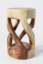 Holzhocker - Beistelltisch Blumenhocker Ablagetisch - Unikat Handgefertigt  - Rund Gedreht aus massivem Suarholz - 50x28x28 cm