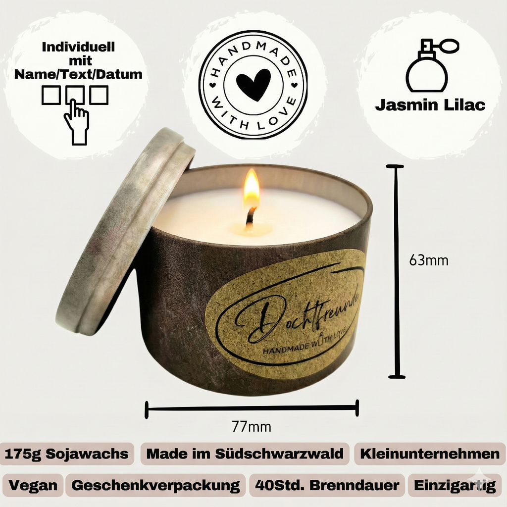 Personalisierte Kerze Beste Freundin | Geschenk mit Name & Symbol | Handmade Sojawachs 175ml | DochtFreunde