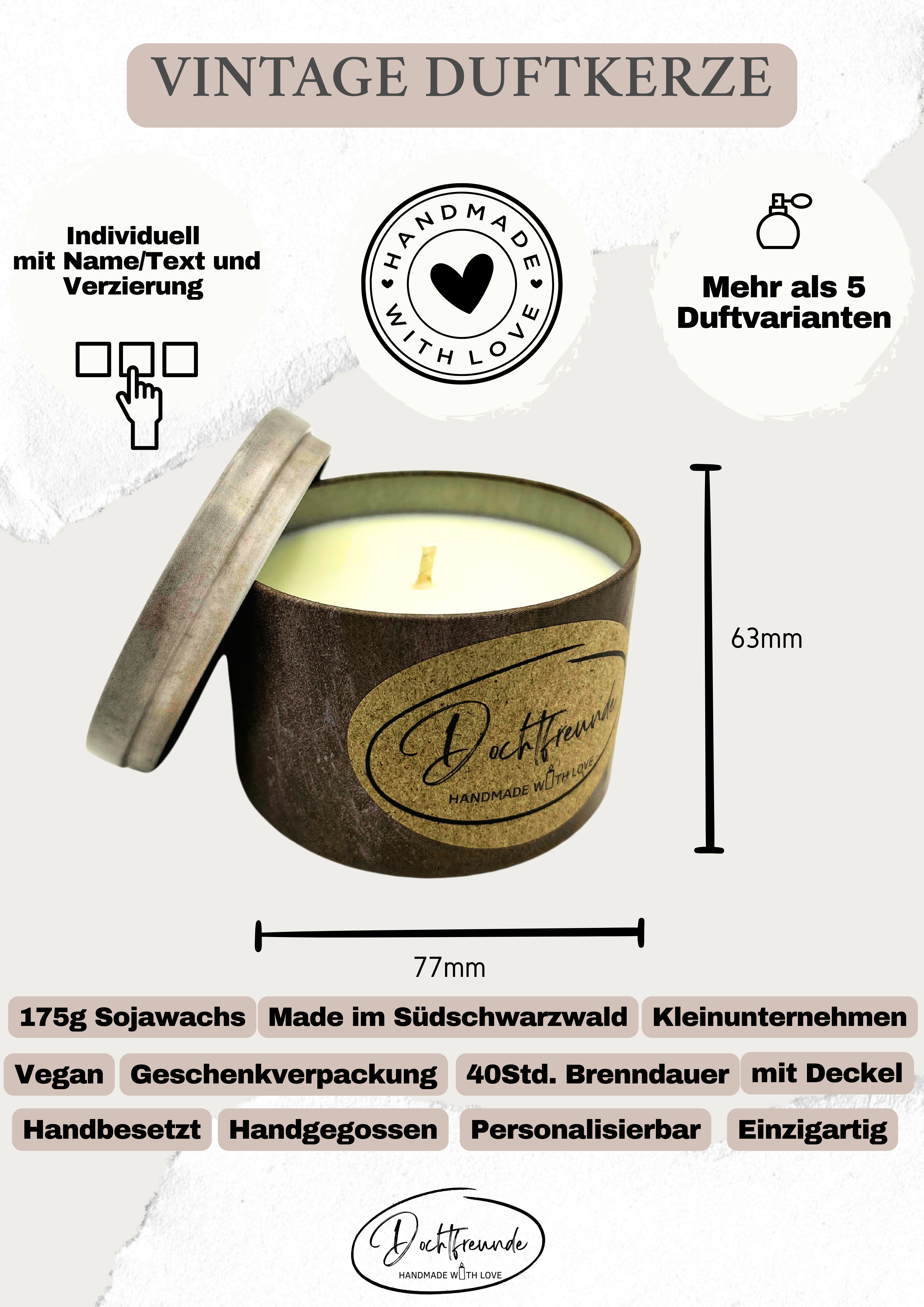 Personalisierbare Duftkerze „Ich wünsche dir 365 Tage Konfettiregen“ Freude, Lebensfroheit als kreative und Lustige Idee zu verschenken.