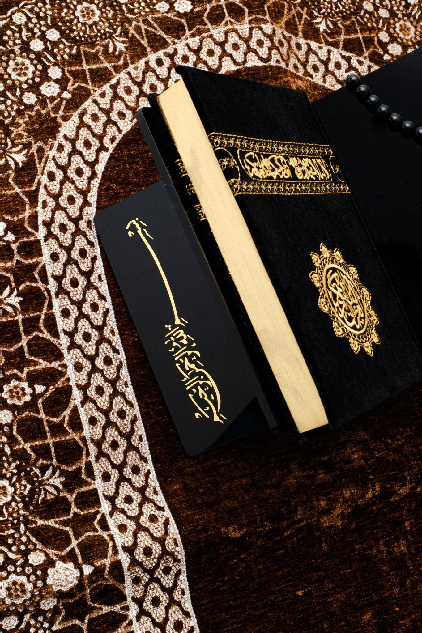 Qur’an Arabic Kaaba-Inspired - Velvet  with Gold Embroidery