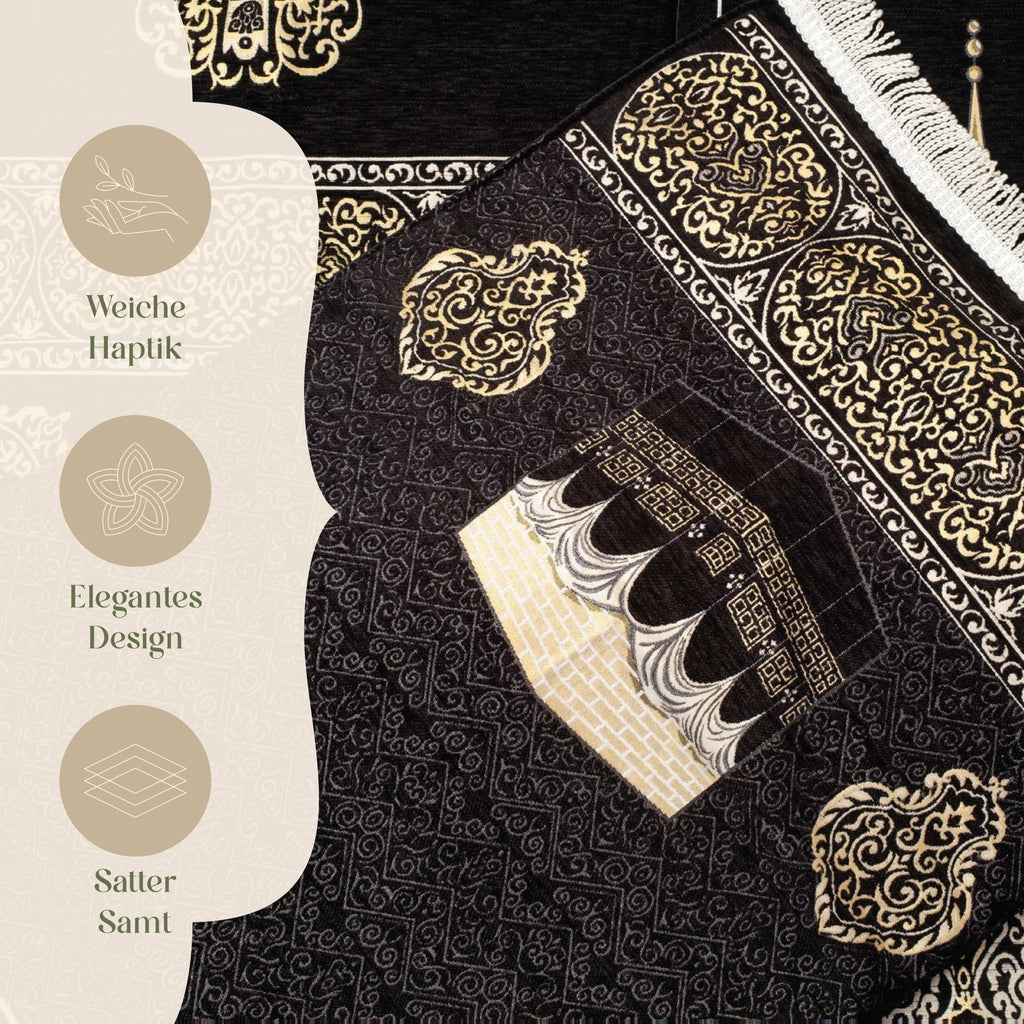 Kaaba Padded Prayer Mat — Luxus Velvet Sejadah  | Extra Comfort for Seniors & Sensitive Knees | Removable Cushion