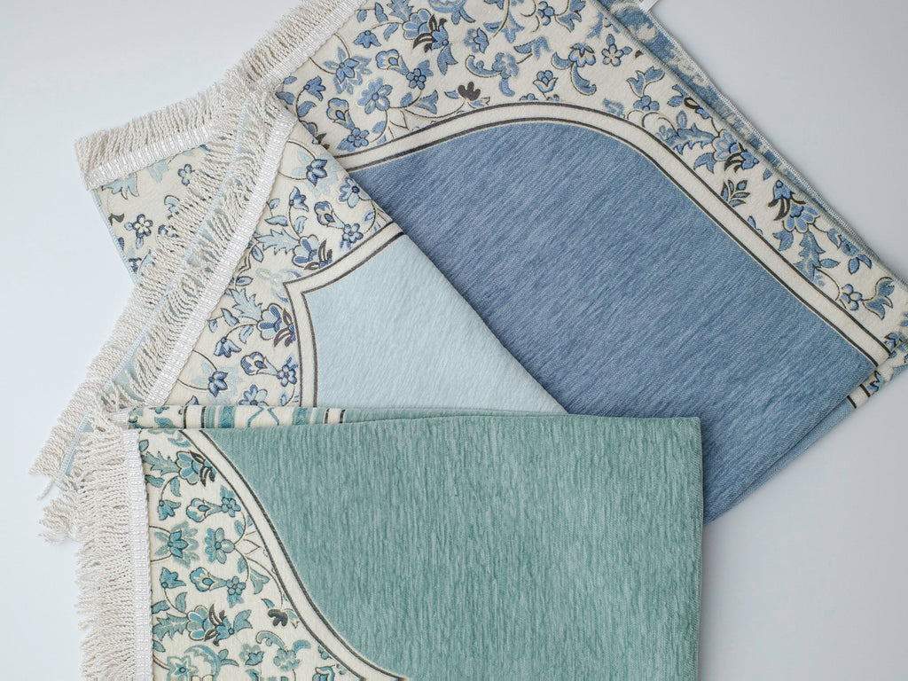 Rauda  Medina Bloom Prayer Mat | Soft, Minimal Floral Border Design | Lightweight and Elegant