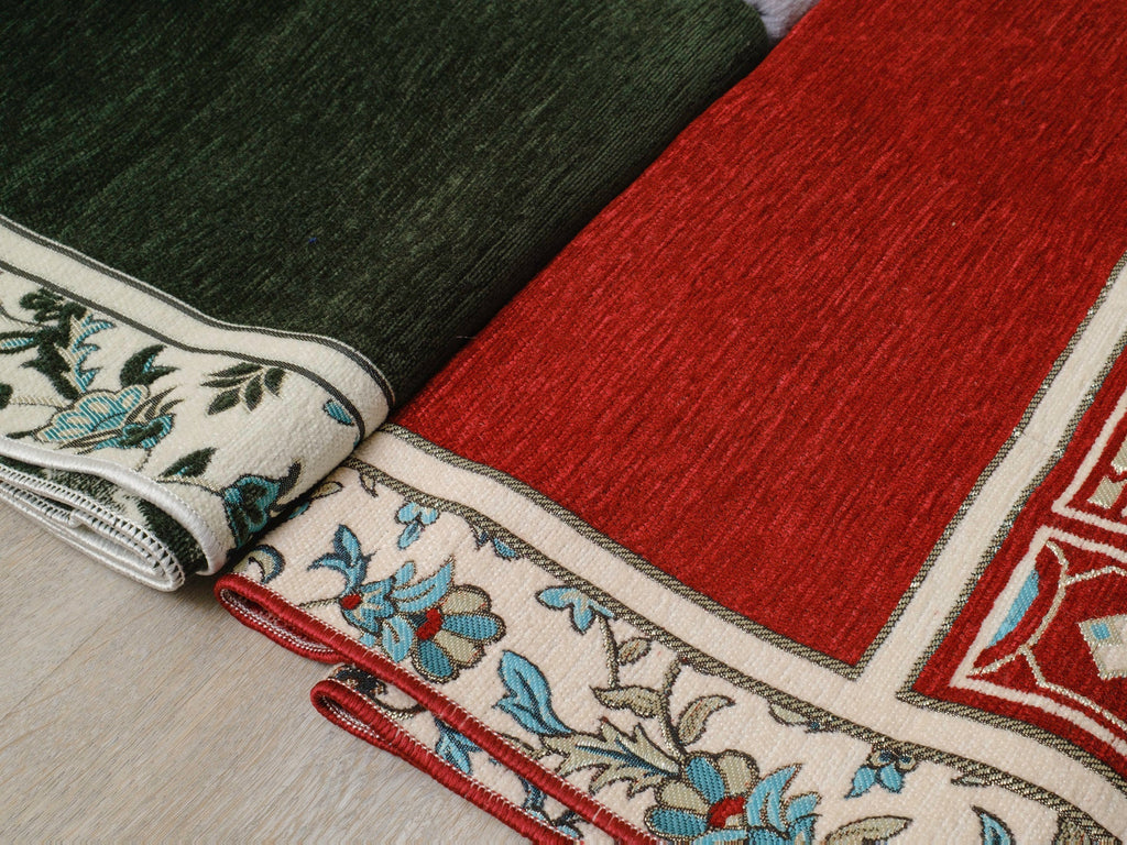 Rauda  Medina Bloom Prayer Mat | Soft, Minimal Floral Border Design | Lightweight and Elegant