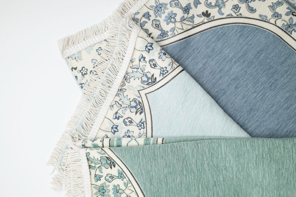 Rauda  Medina Bloom Prayer Mat | Soft, Minimal Floral Border Design | Lightweight and Elegant