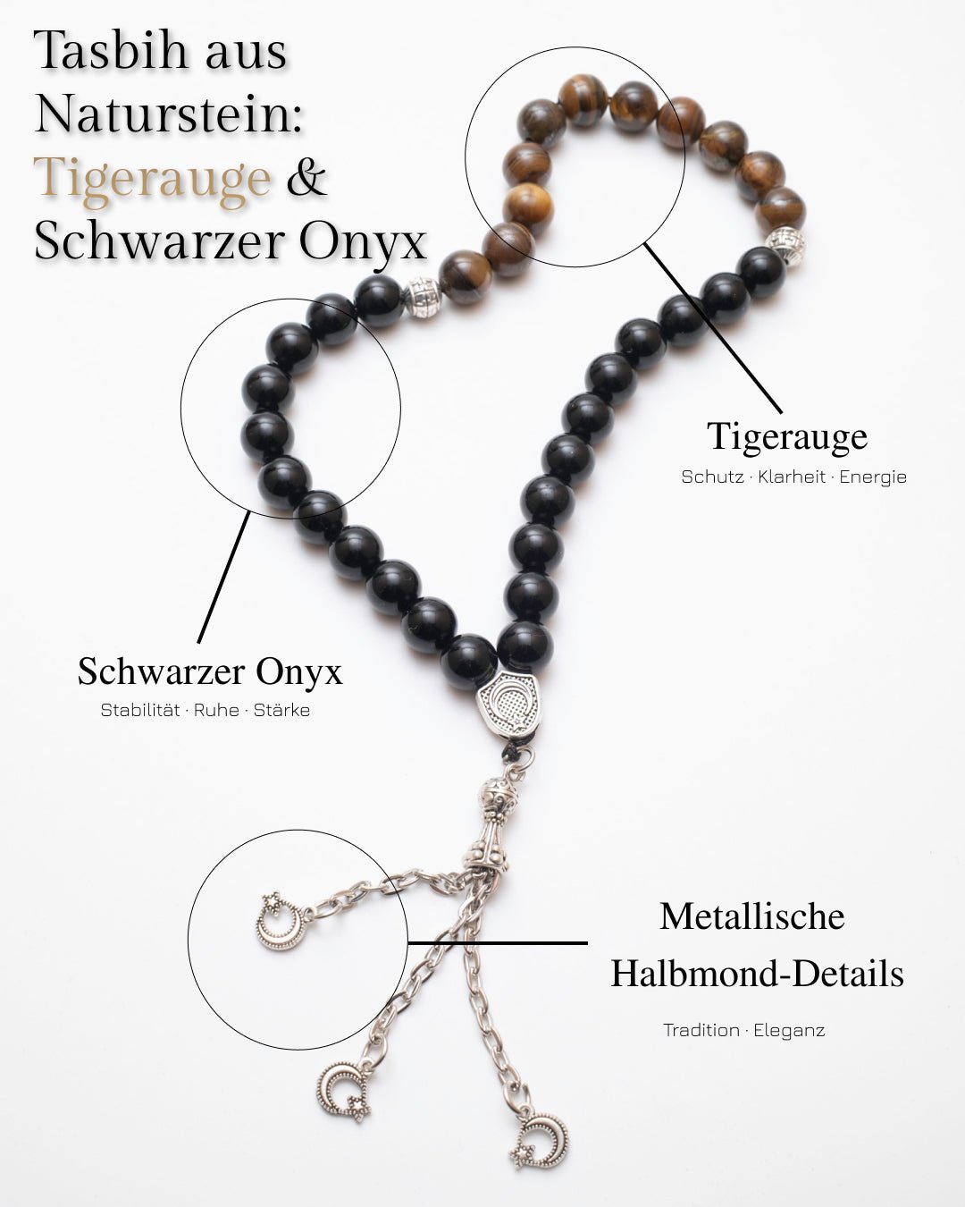 Tiger Eye Tasbih – 33 Beads | Natural Stone • Premium Dhikr Prayer Beads
